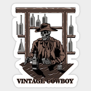 Vintage Skull Cowboy #4 Sticker